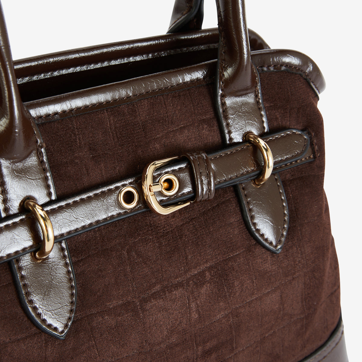 Petit sac bi matière en suédine marron