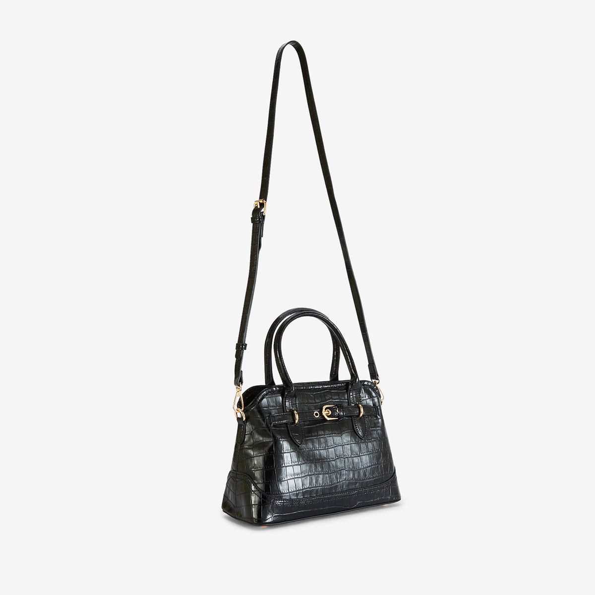 Petit sac effet croco noir