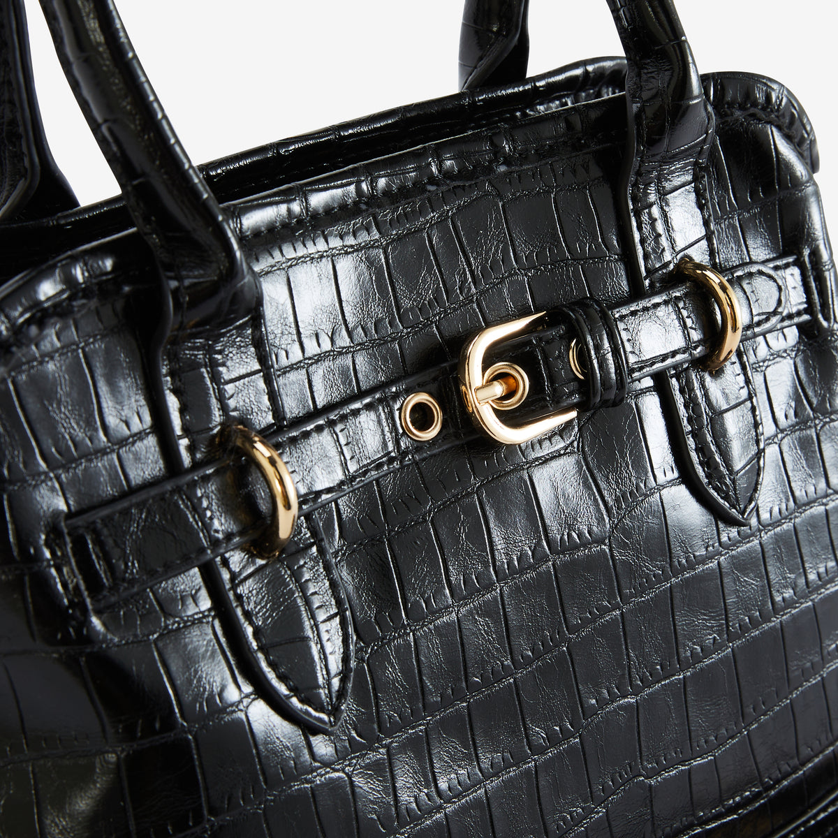 Petit sac effet croco noir