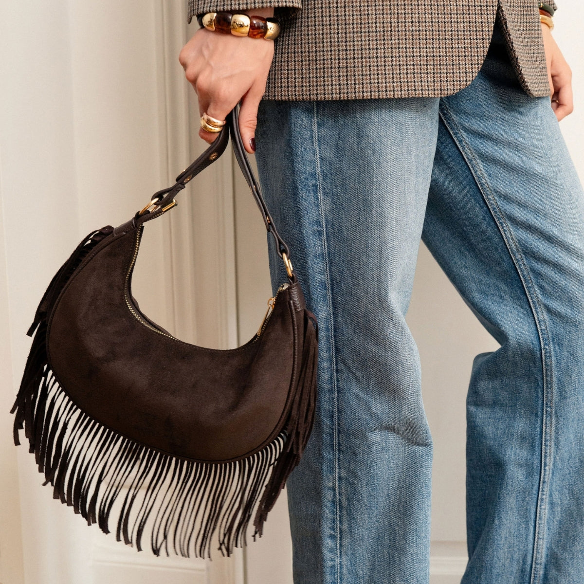 Sac à franges marron