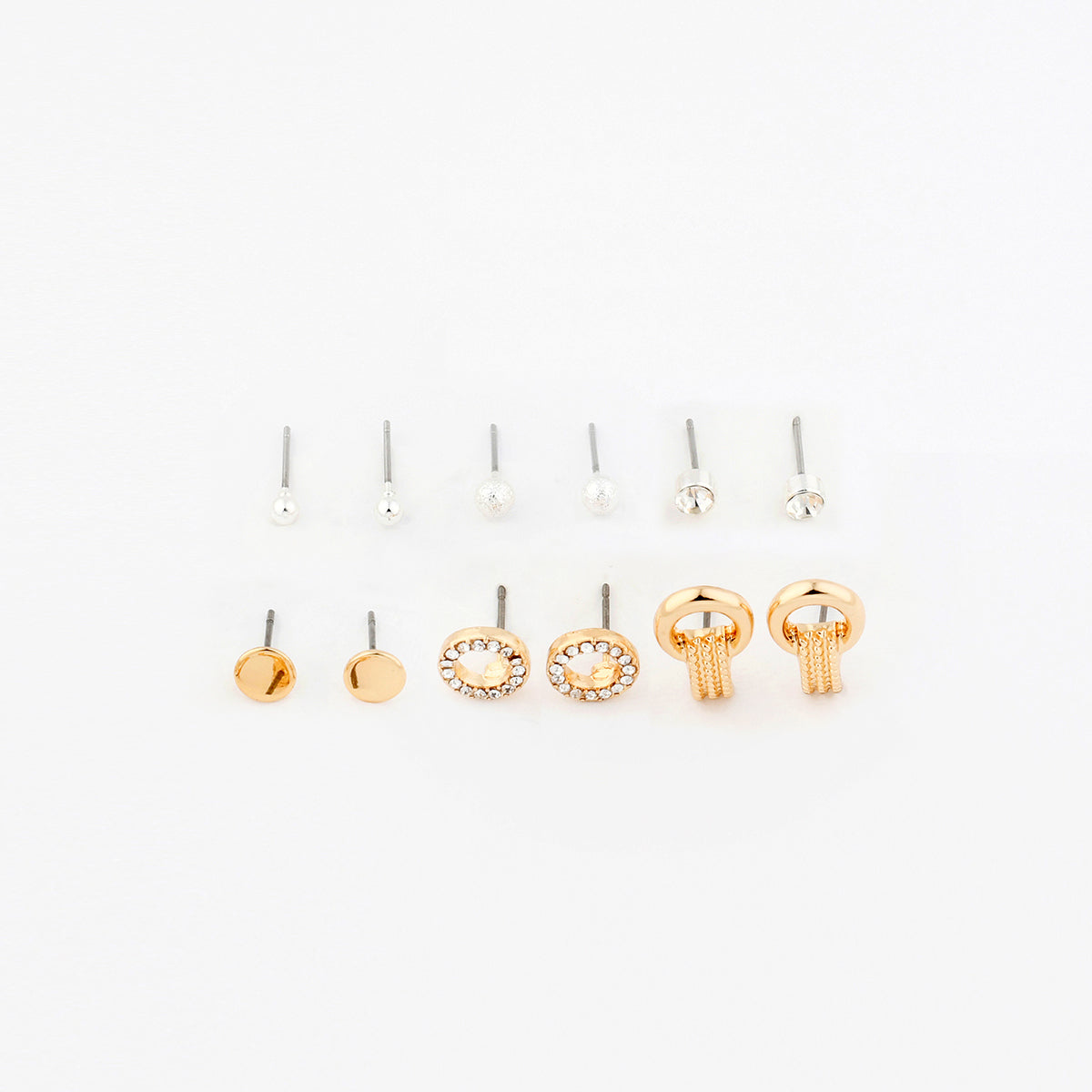 Set de 6 paires de puces d'oreilles dorées