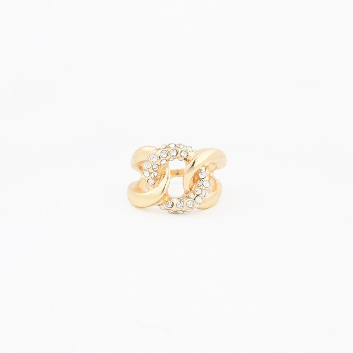 Bague à maillons dorés et strass