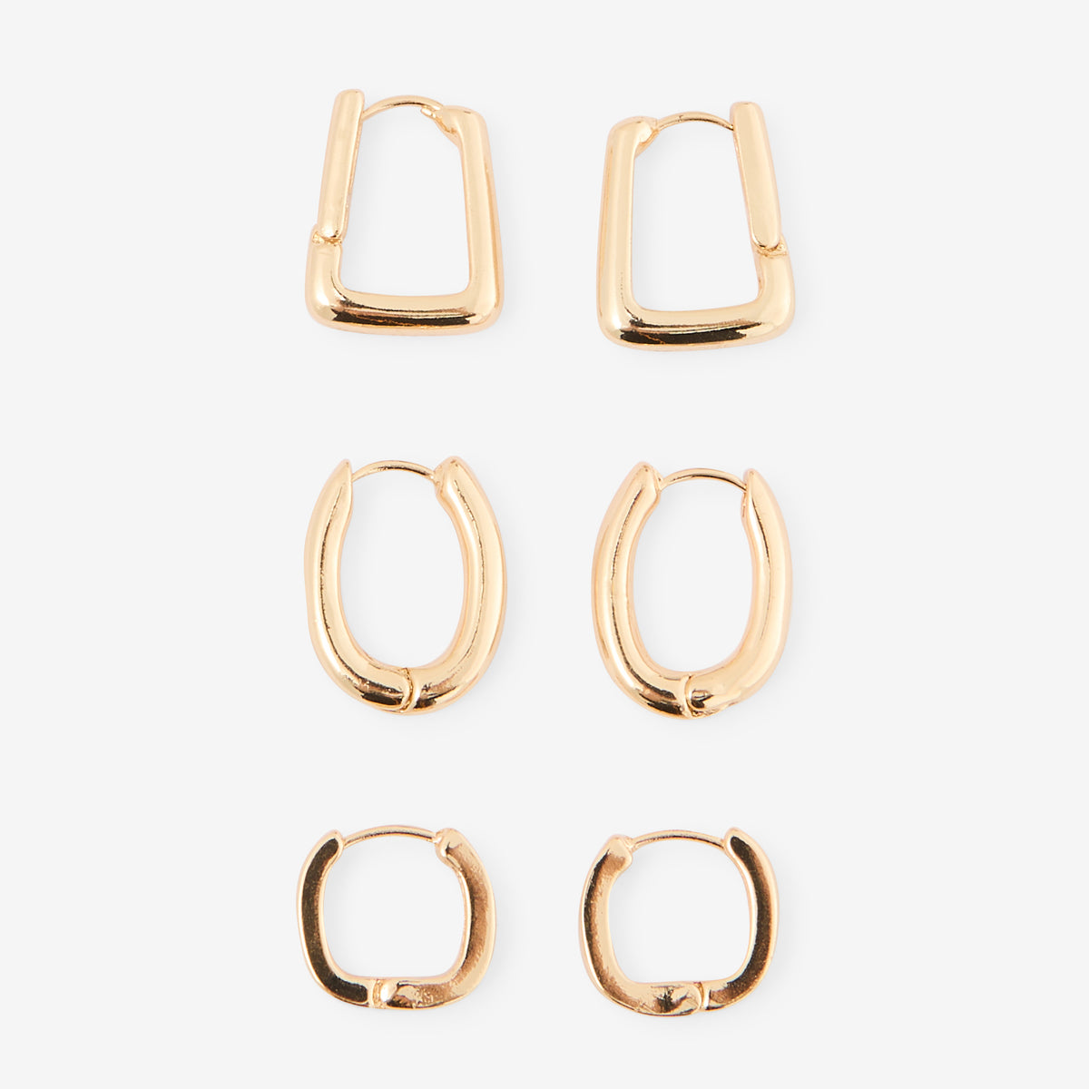 Set x3 petites créoles articulées dorées
