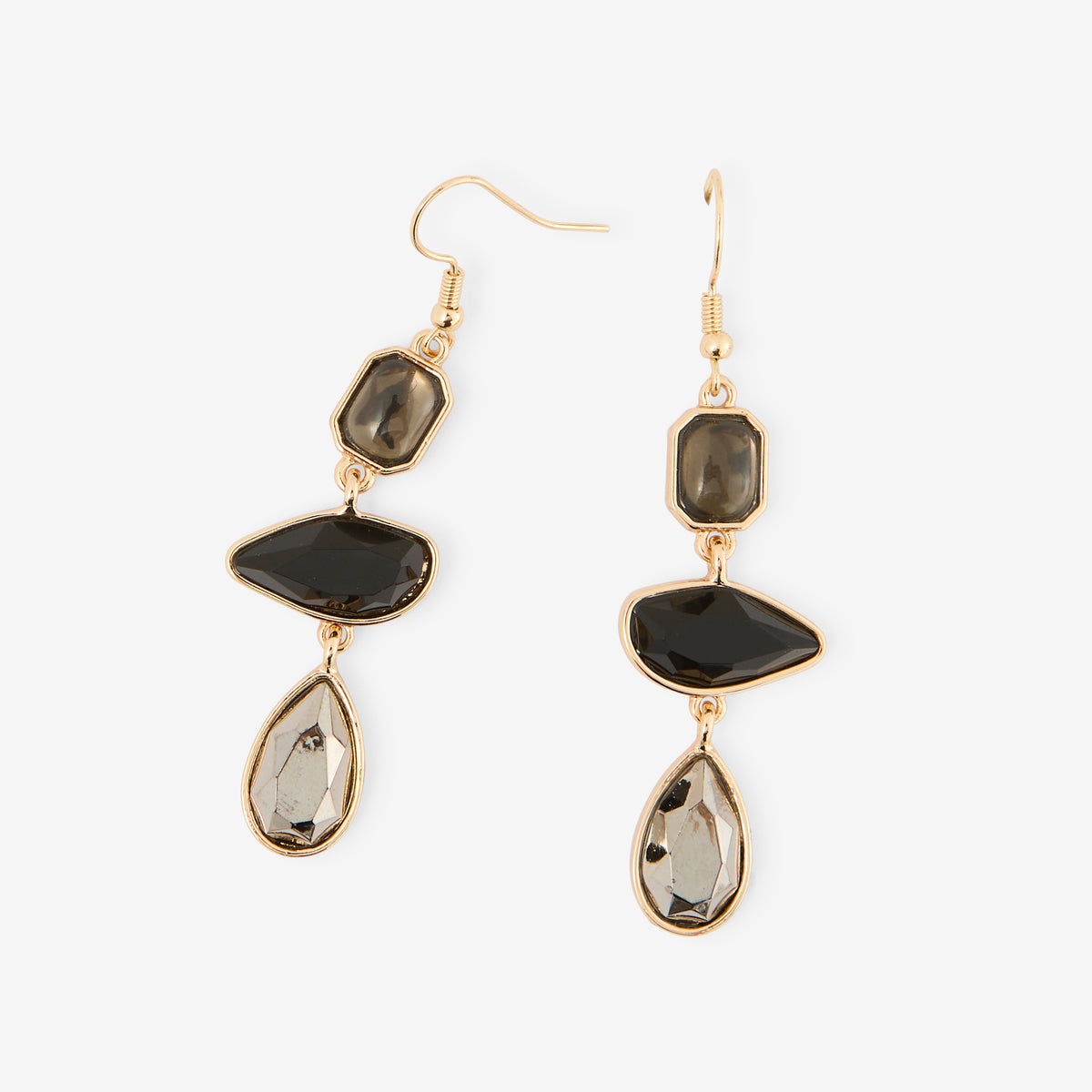 Boucles d'oreilles longues à facettes noirs