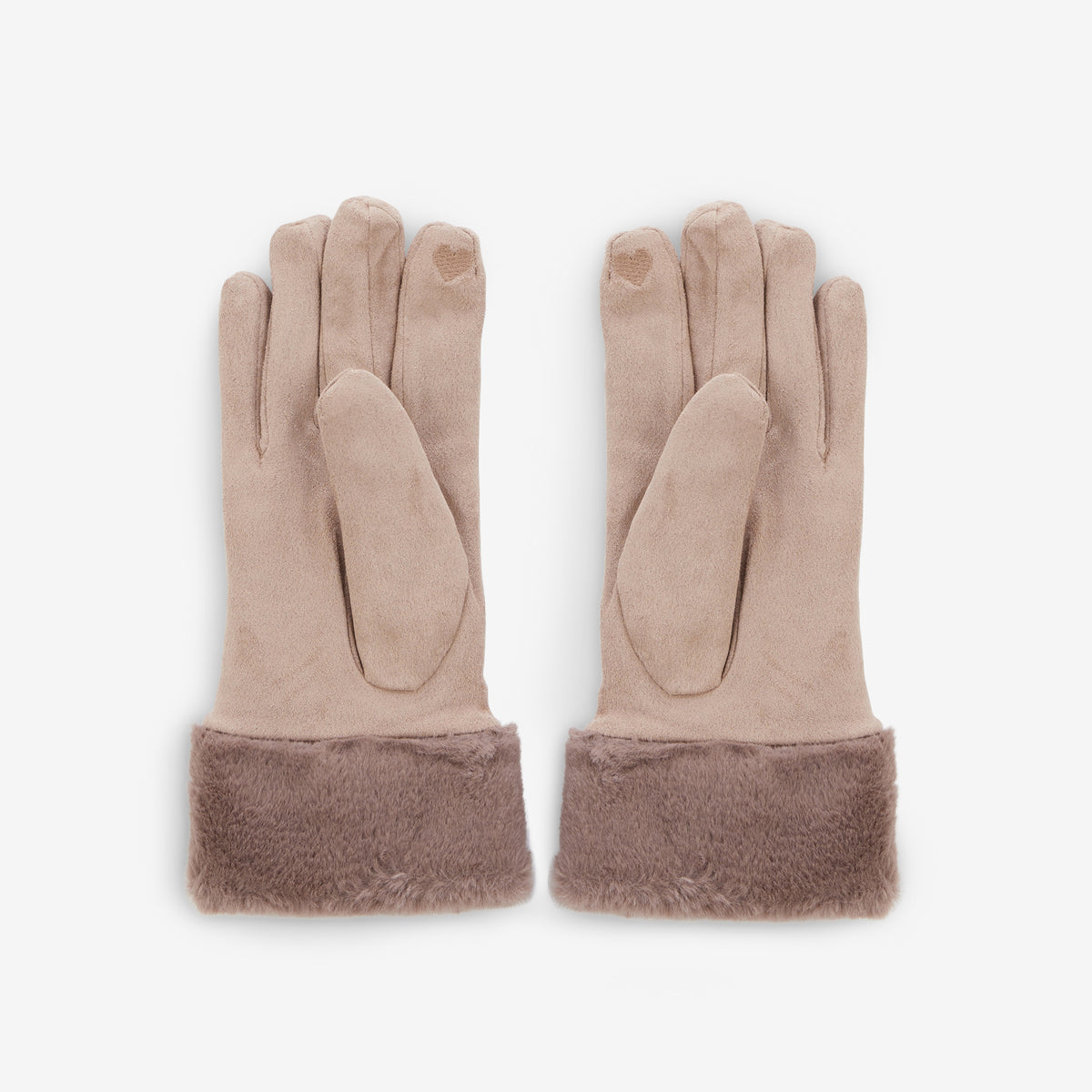 Gants bi-matière taupe et beige
