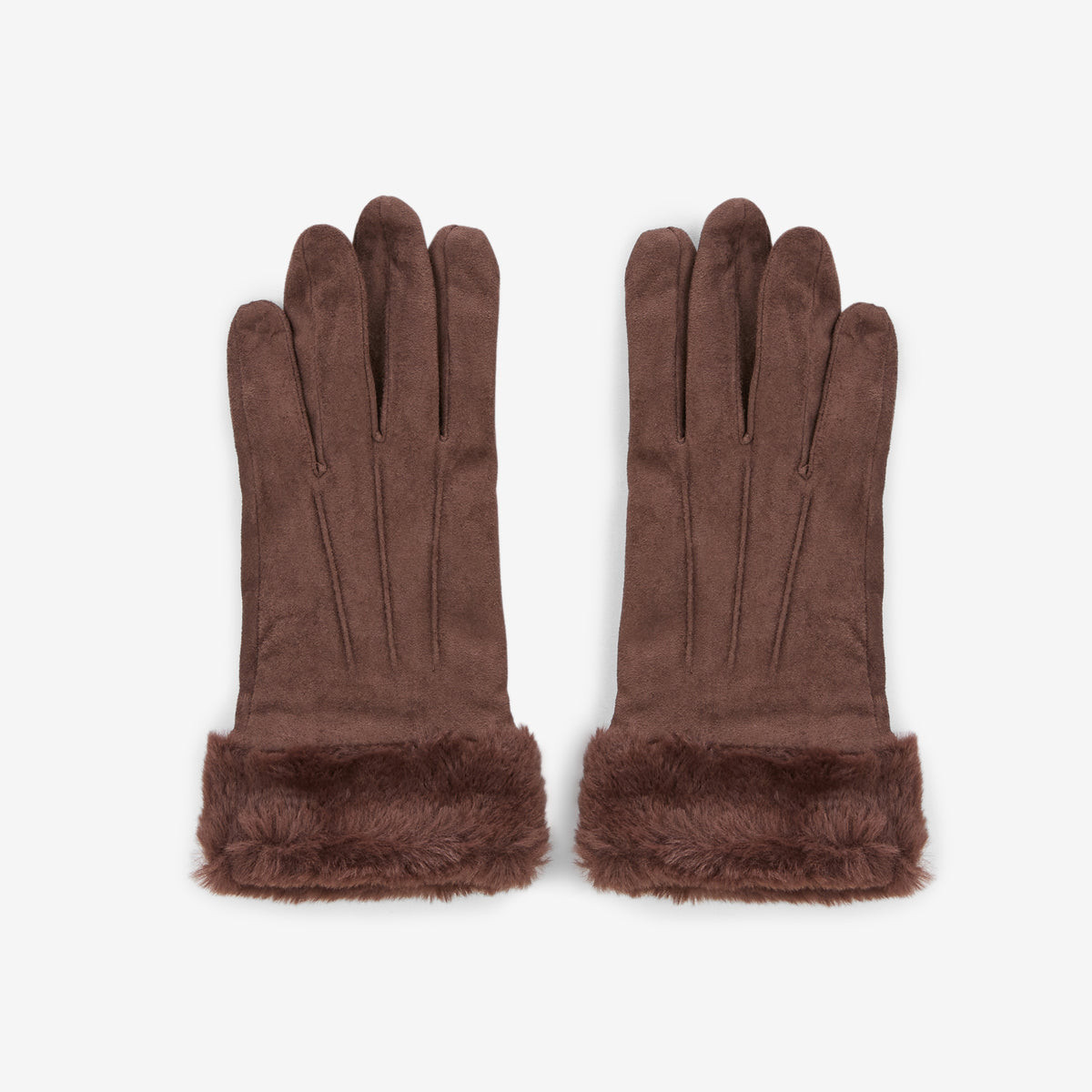 Gants bi matières marron