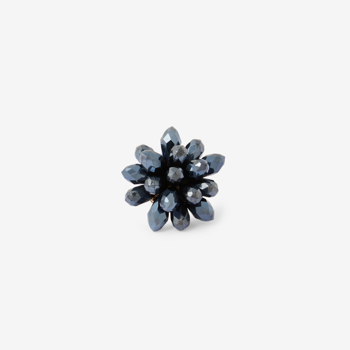 Bague perles à facettes gris hématite