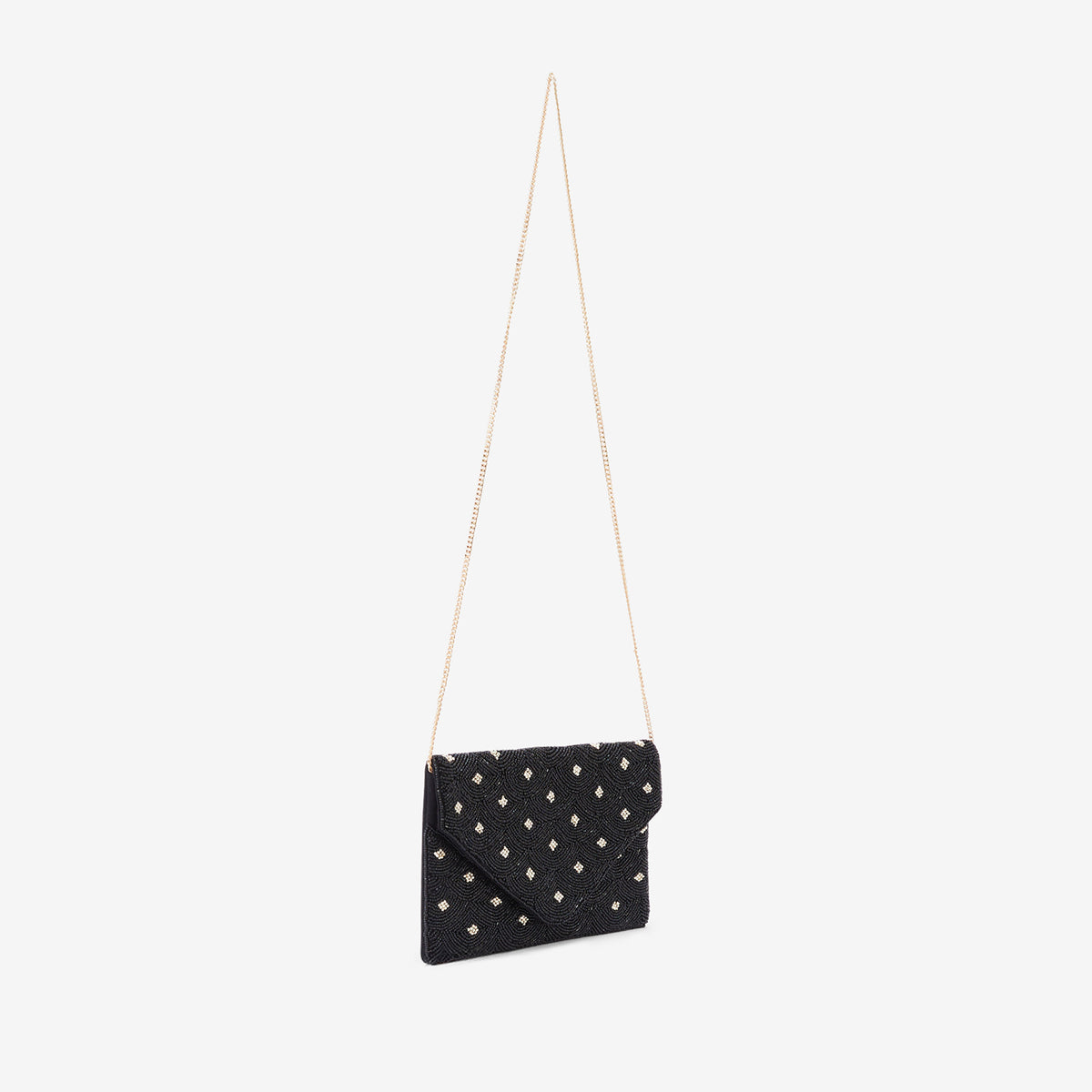 Pochette perlée noire et dorée