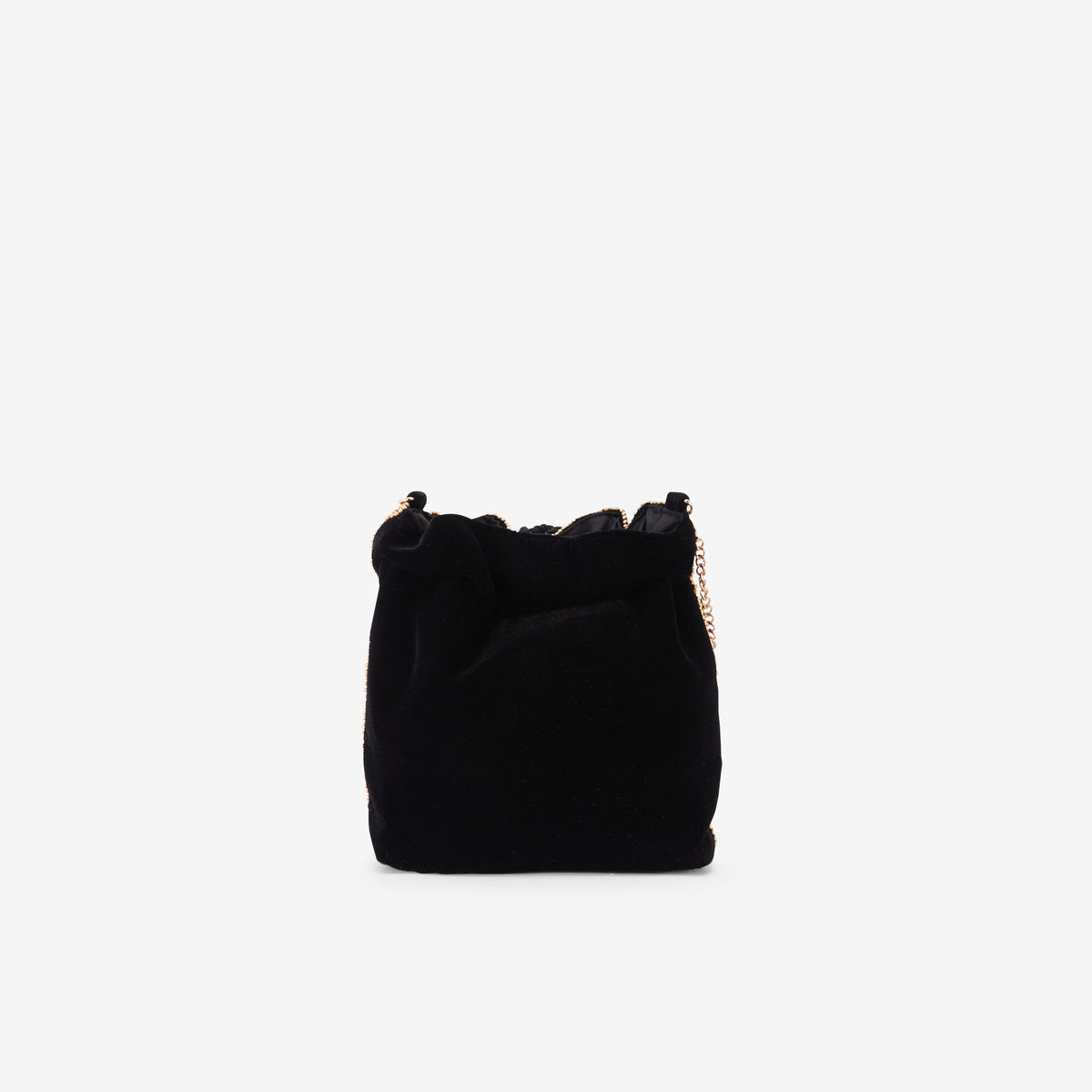 Sac bourse perles et sequins noir et doré