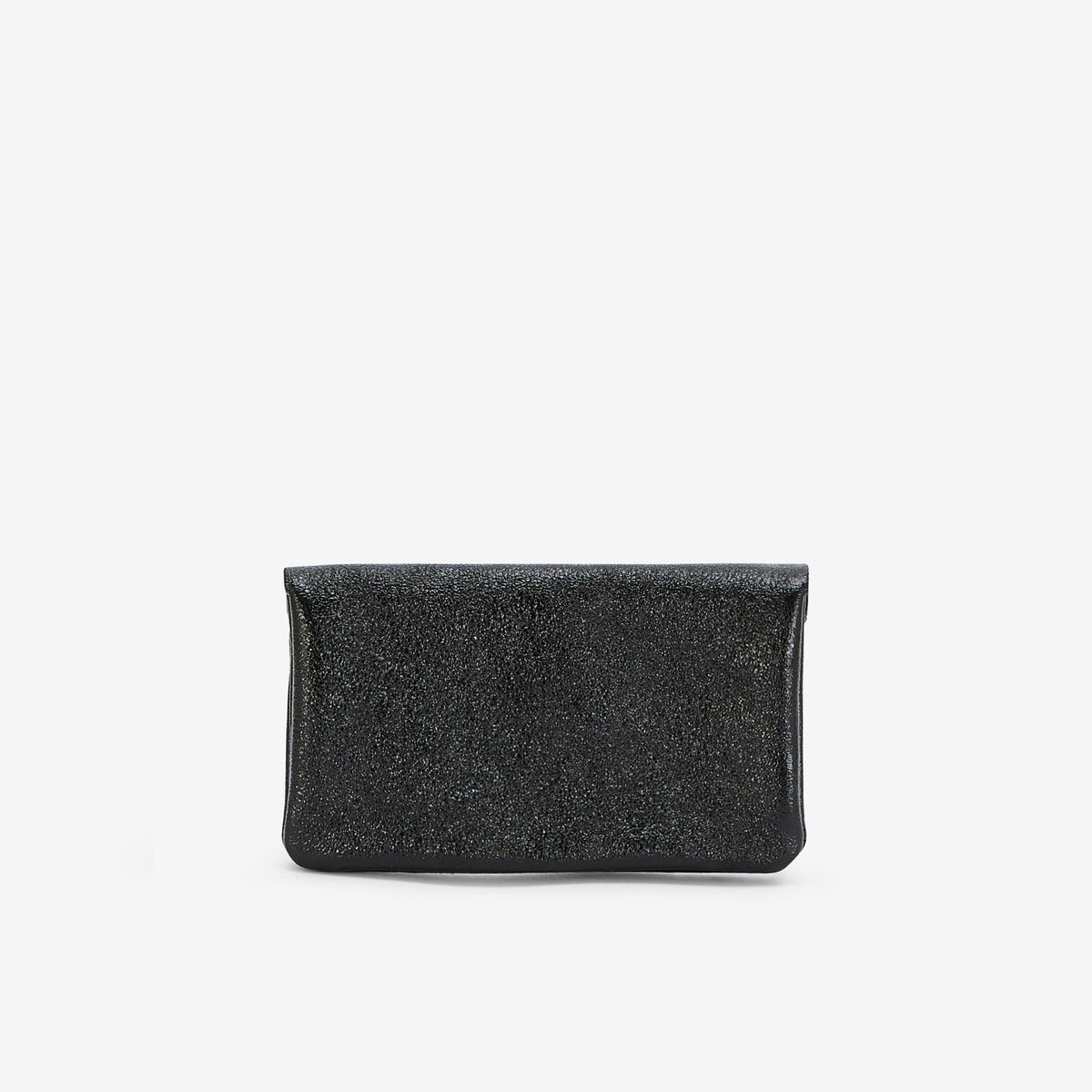 Porte-monnaie en croûte de cuir noir brillant