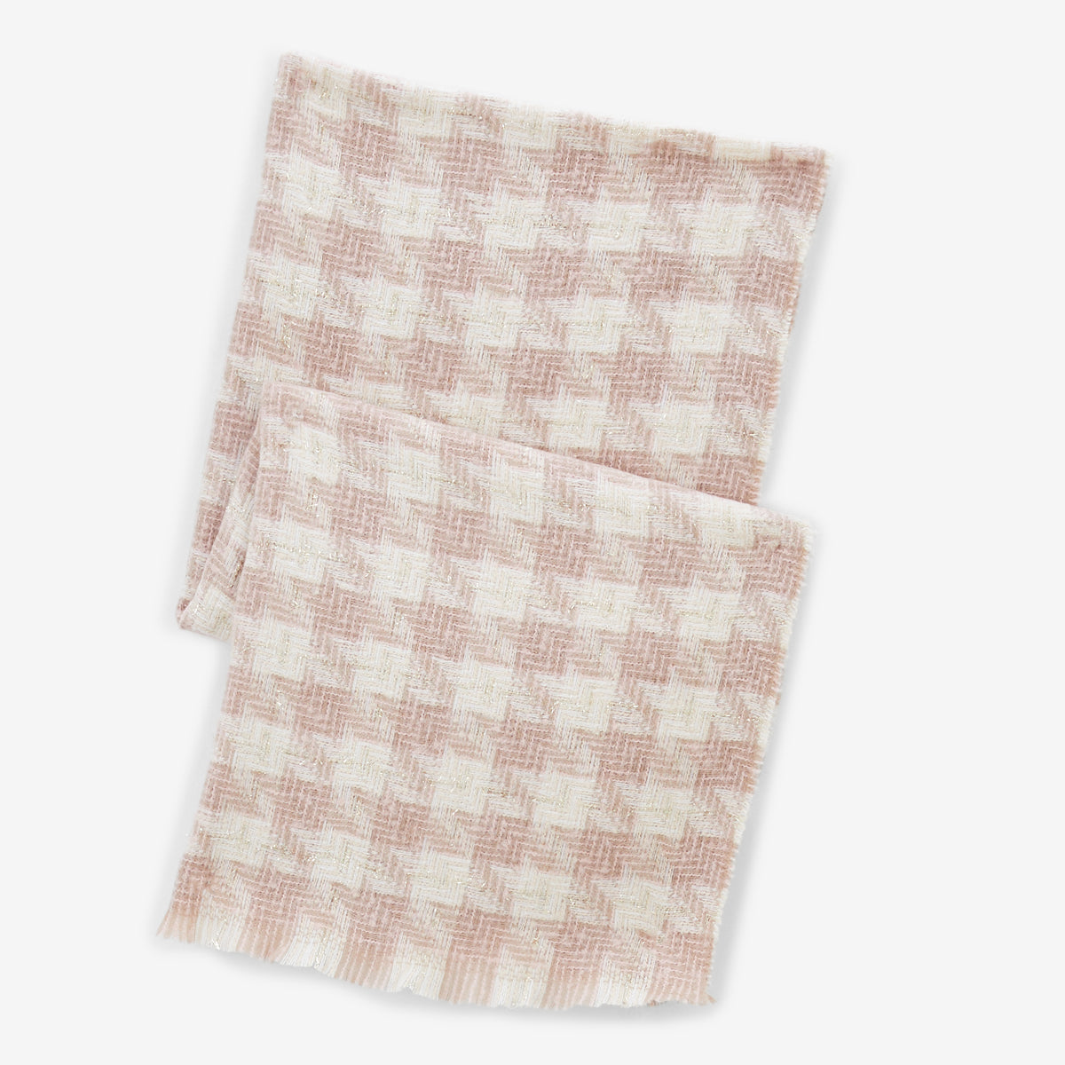 Écharpe à carreaux bicolores et fil métallisé nude
