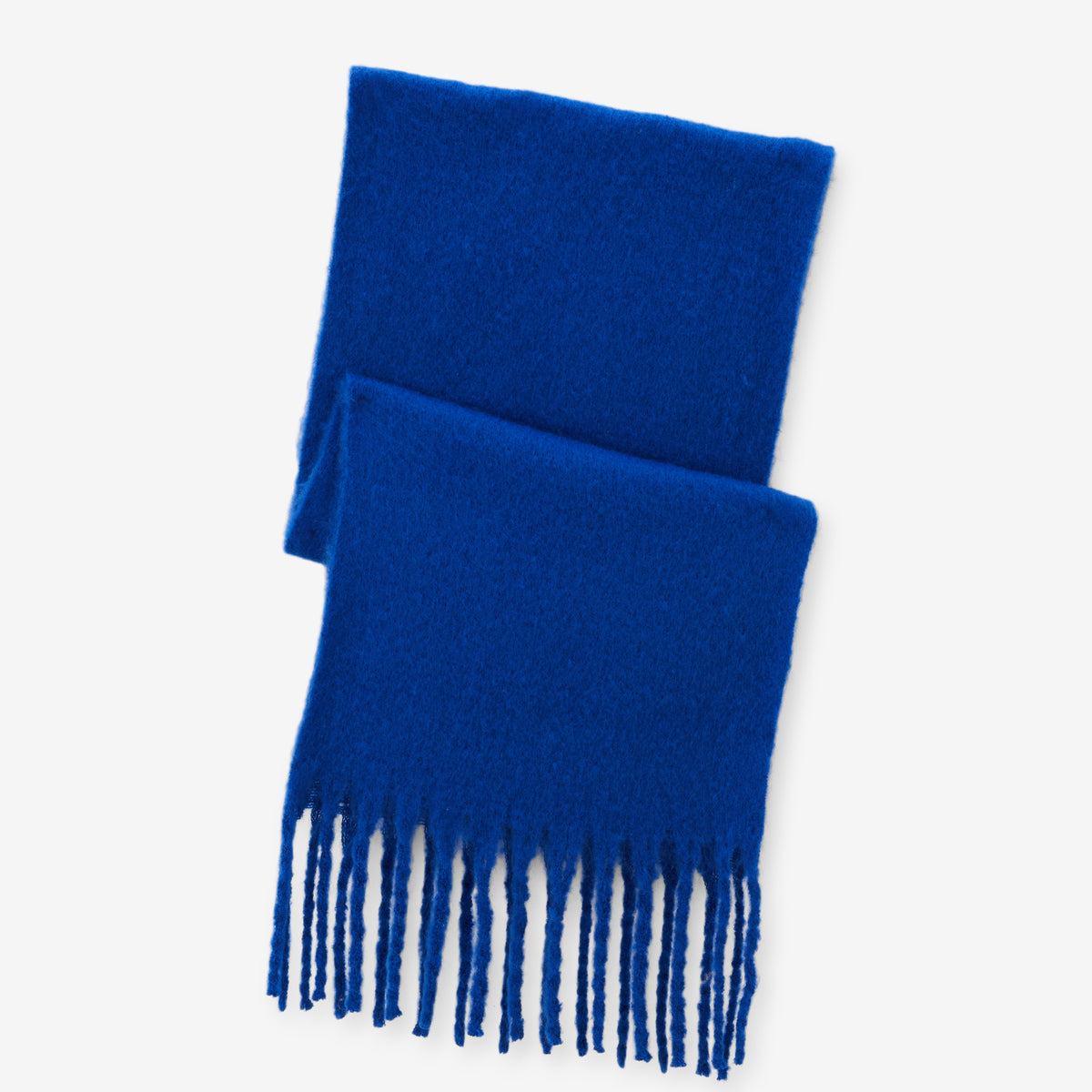 Écharpe unie à grosses franges bleu roi
