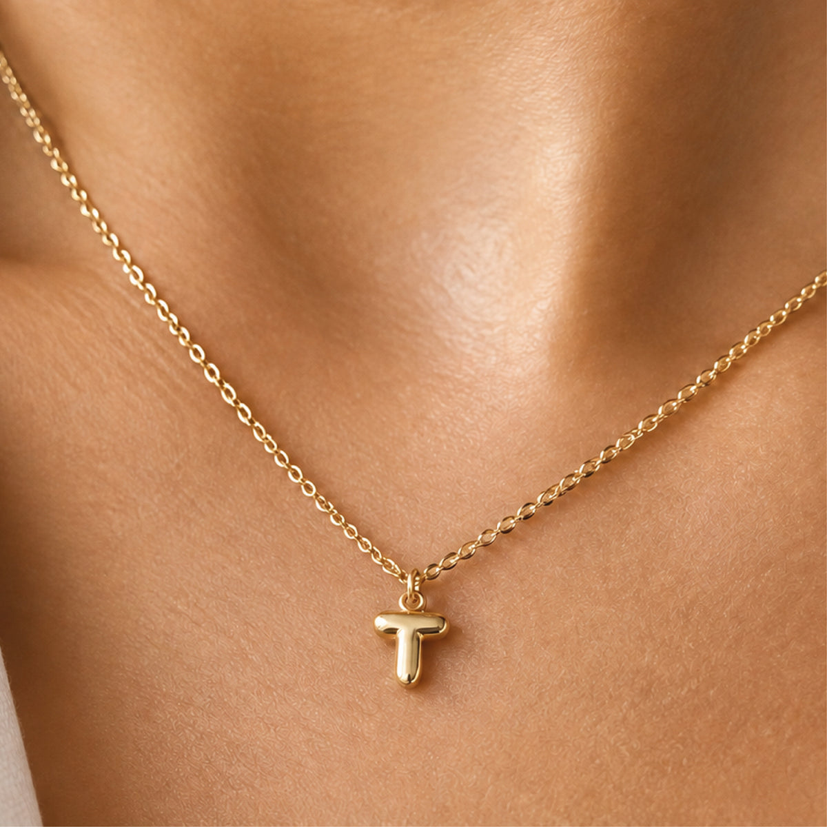 Collier à pendentif lettre T acier inoxydable