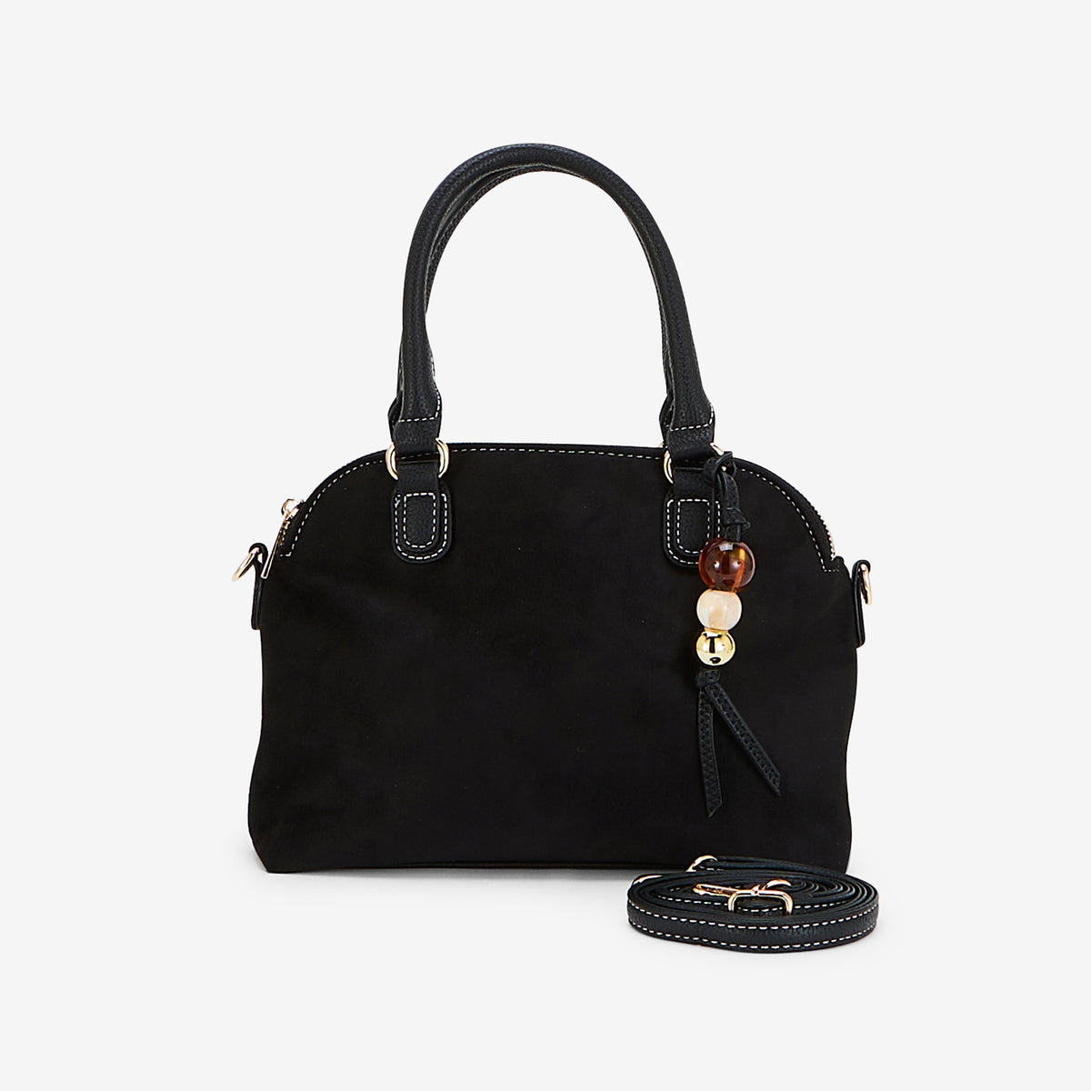 Sac porté main noir texturé