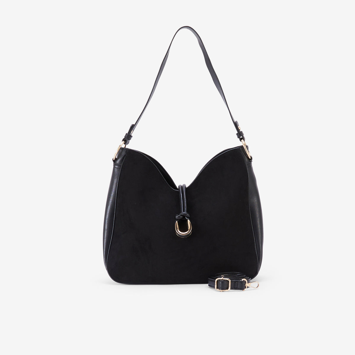 Sac porté épaule bi-matière noir
