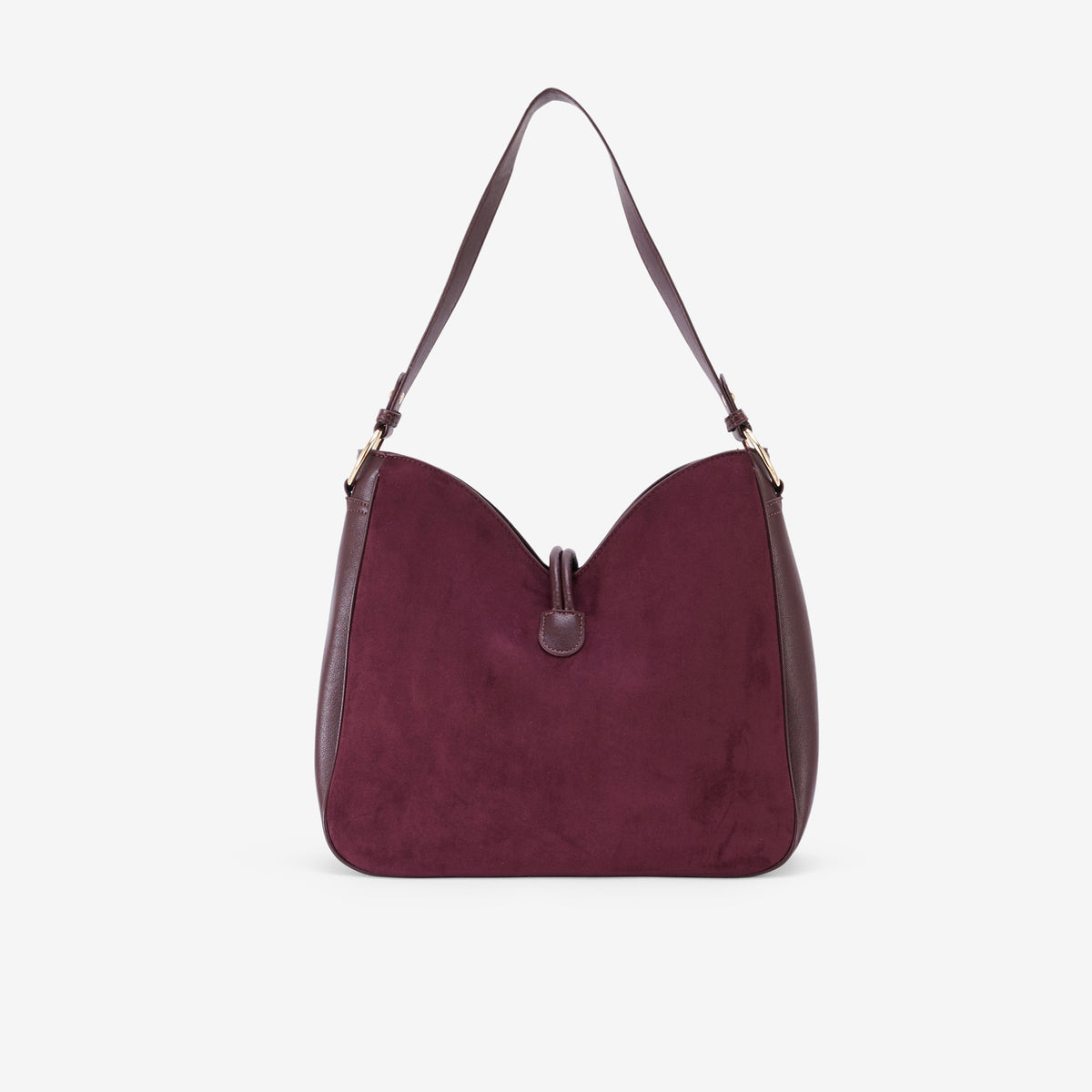 Sac porté épaule bi-matière bordeaux