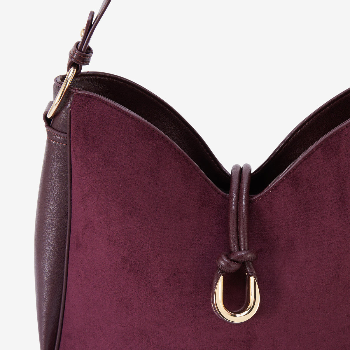 Sac porté épaule bi-matière bordeaux