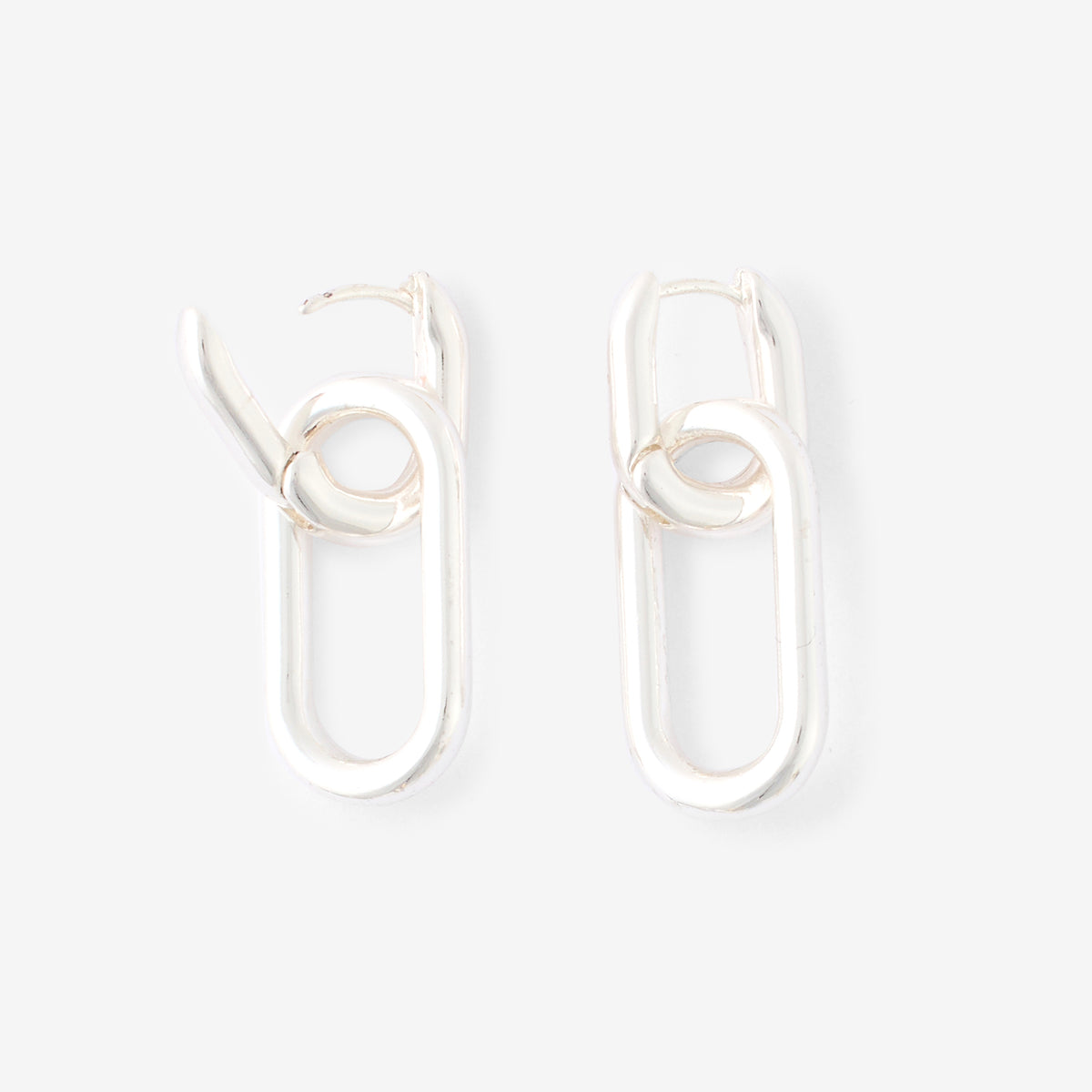 Boucles d'oreilles anneaux rectangulaires argentés