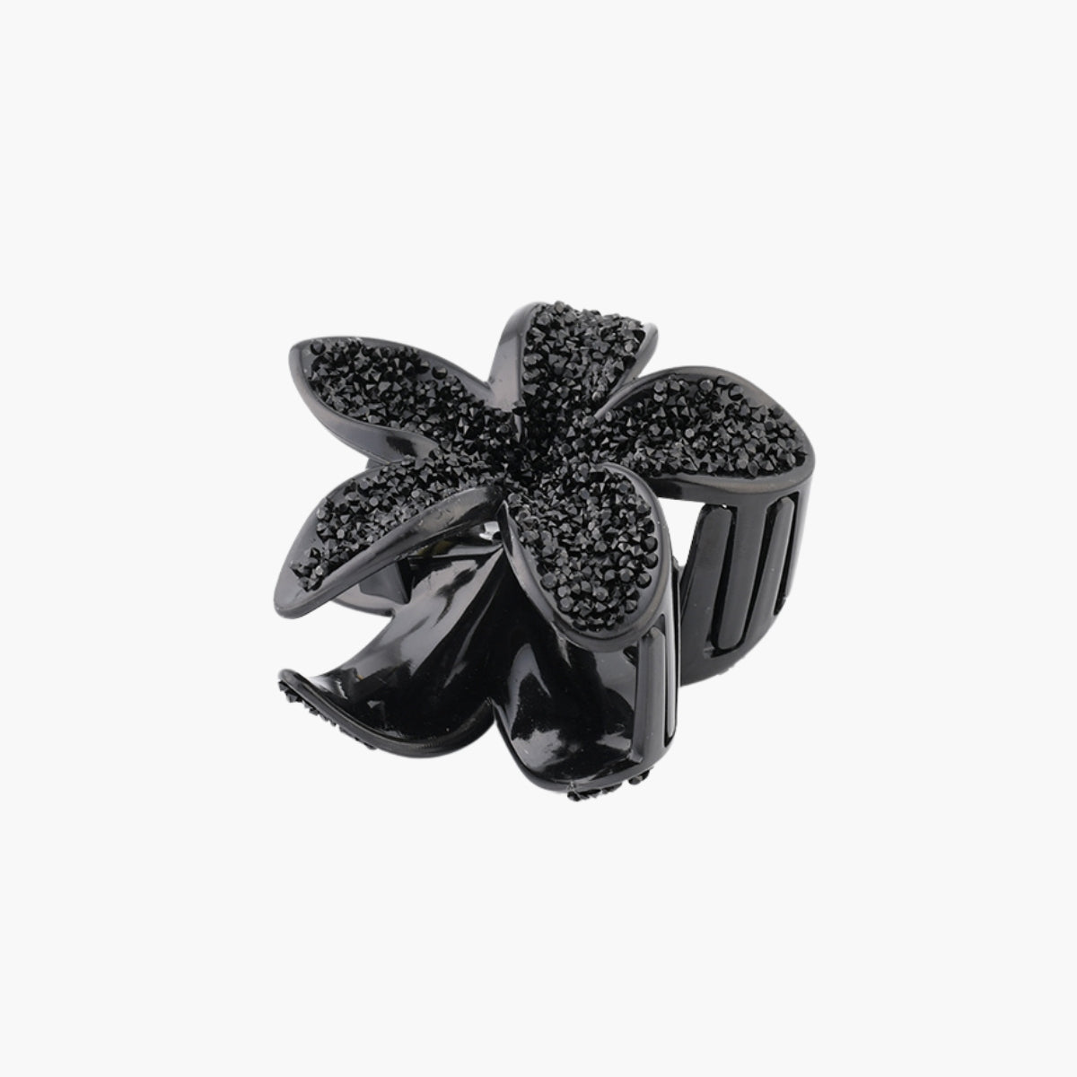 Pince à cheveux fleur noire à strass