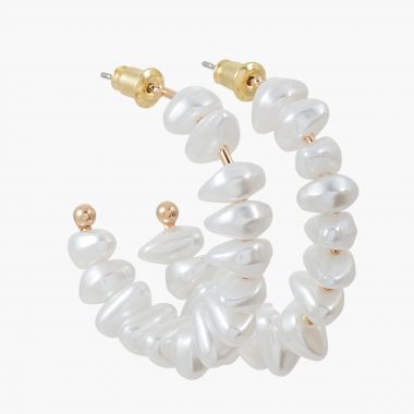 Créoles perles fantaisies - blanc