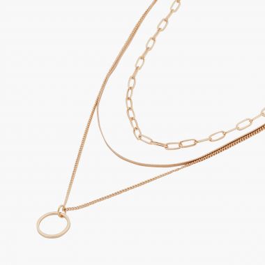 Collier 3 rangs chaines fantaisie Gold Touch