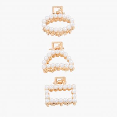 Set de 3 petites pinces croco avec perles d'imitation