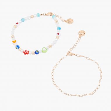 Set de 2 bracelets de chevilles perles et chaînes