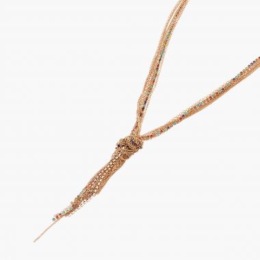 collier metal 7 rangs avec nœud et chaine pavée