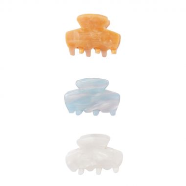 Set de 3 mini pinces à cheveux - orange, bleu et blanc