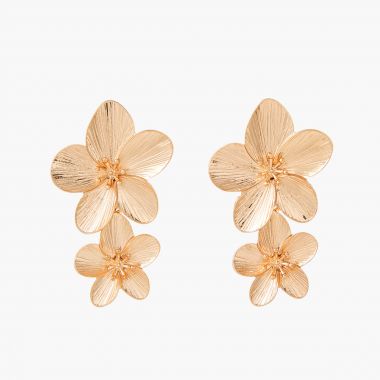 Boucles d'oreilles double fleur en métal Pastel Prairy