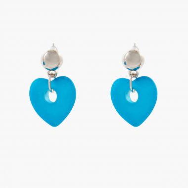 Boucles d'oreilles avec pendentif coeur coating - bleu