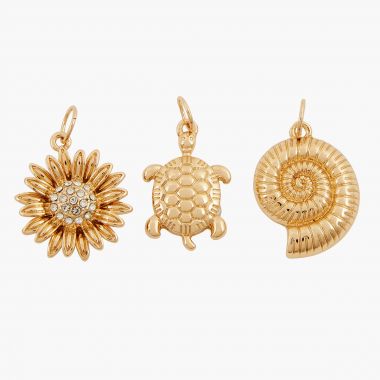 Set de 3 charms : marguerite, tortue, coquillage - Chains & Charms