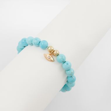Bracelet perles de Turquoise - bleu