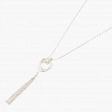 Collier long avec noeud en métal - argenté