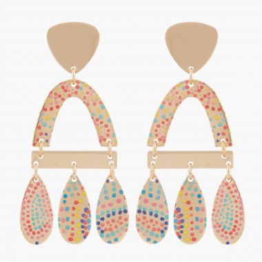 Boucles d'oreilles pendantes avec arc et gouttes imprimées pointillés Balagane
