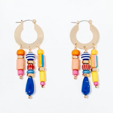 Boucles d'oreilles pendantes à perles fantaisies - multicolore