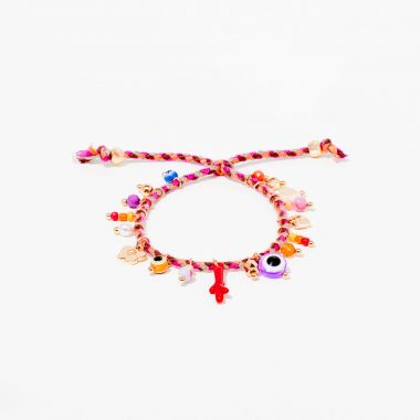 Bracelet cordon multi charms - multicolore
