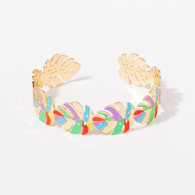 Bracelet manchette monstera - multicolore