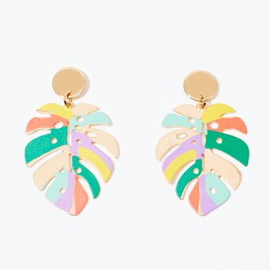 Boucles d'oreilles Monstera - multicolore