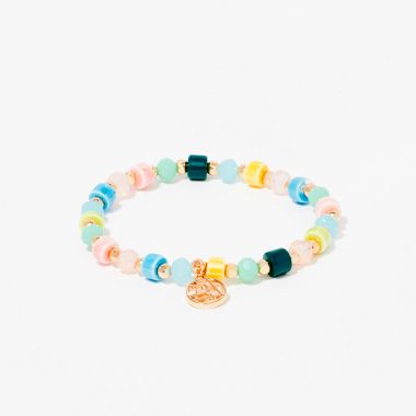 Bracelet élastique à perles fantaisies - multicolore